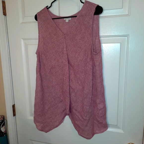 j.jill crinkled linen tank top with front drape light cranberry color sz. LG - Picture 1 of 10